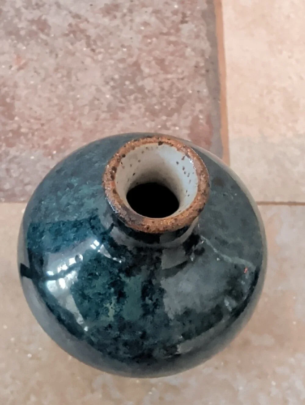 Glazed Ceramic Bulb Vase in Deep Ocean Blue Mark's Pottery Stoneware Artisan
